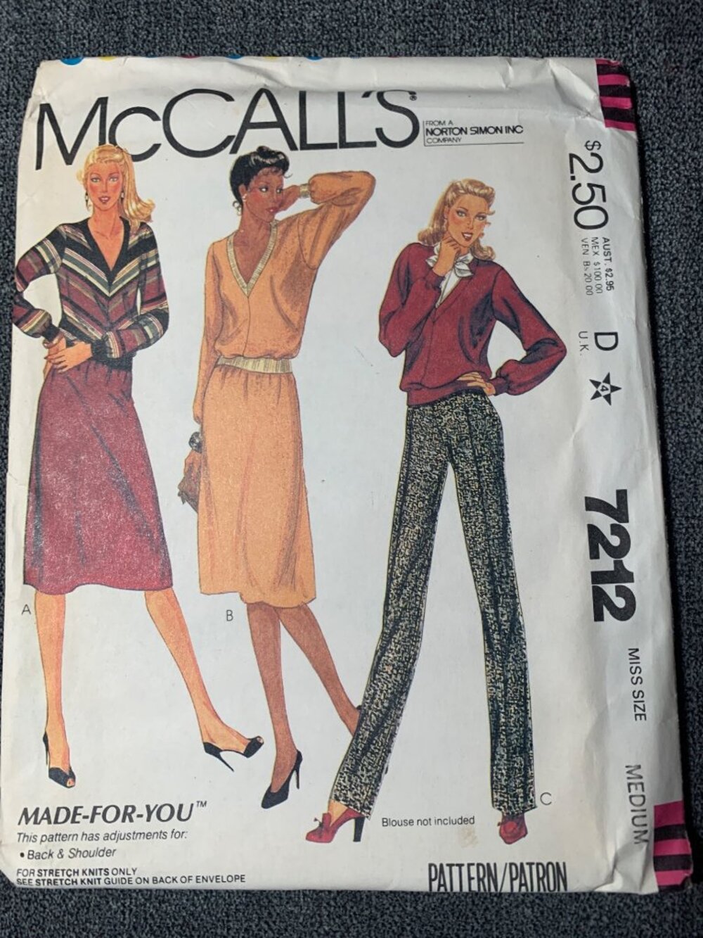McCall's Misses Shirt Skirt Pant Sewing Pattern Size 14 16 7212 - uncut